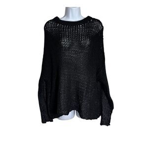 MJ Watson Chunky Pullover Sweater in Black Sheen Sz. M/L
